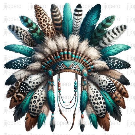 Boho Chic Wall Decor, Chic Wall Decor, Indian Feathers, Native American Headdress, Paper File, Feather Headpiece, Native American Artwork, Horse Tattoo, Boho Feathers