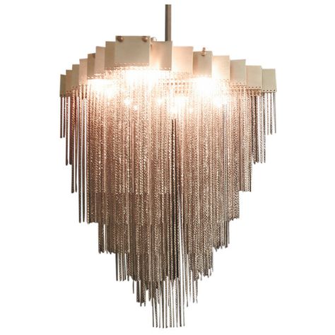 KELLY Chandelier (12,000 CAD) ❤ liked on Polyvore featuring home, lighting and ceiling lights Transitional Lighting Fixtures, Chandelier Large, Gabriel Scott, Chain Layering, High End Lighting, Small Chandelier, Blackened Steel, Transitional House, Modern Transitional