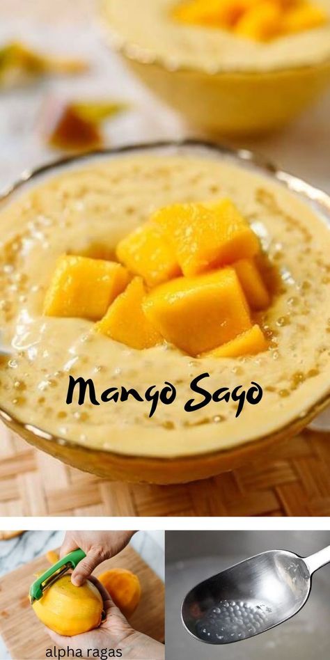 Mango Sago is a refreshing and satisfying summer dessert, with juicy chunks of mango and a mango/coconut milk tapioca pudding. The glug of heavenly condensed milk doesn’t hurt either! Mango Coconut Jelly, Coconut Milk Tapioca, Mango Sago Recipe, Mango Pudding Recipe, Sago Recipes, Mango Desserts, Mango Sago, Mango Tart, Coconut Jelly