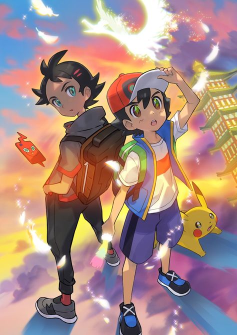 Gou and Ash Satoshi Pokemon, Pokémon Heroes, Pokemon Kalos, Pokemon Adventures Manga, Pikachu Pikachu, Pokemon Sketch, Pokemon Ash, Cool Pokemon Wallpapers, Pikachu Wallpaper