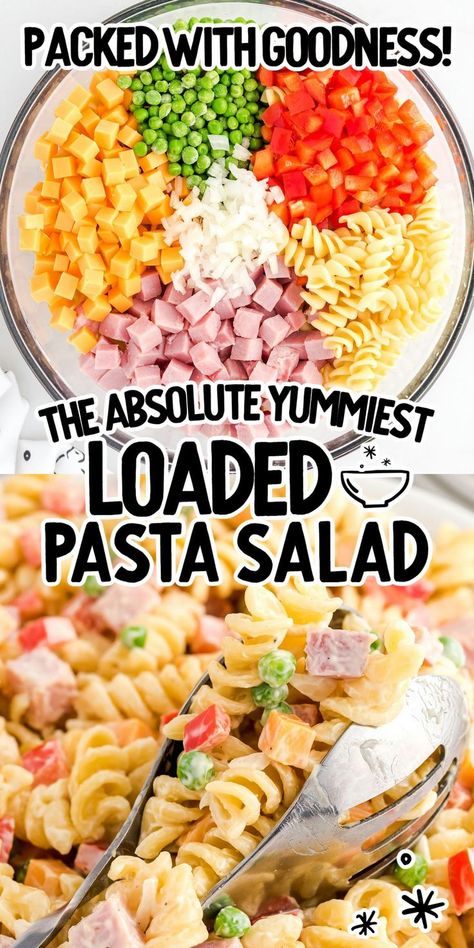 Loaded Pasta Salad Regular Pasta Salad, Sausage Pasta Salad Recipes, Loaded Pasta Salad Recipe, Pizza Delight Pasta Salad, Lunchbox Pasta Salad, Kielbasa Pasta Salad, Layered Pasta Salad Recipes, Cold Pasta Meals, Pasta Salad Recipes For A Crowd