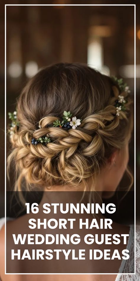 Are you on the hunt for inspiration to style your short hair for an upcoming wedding? Look no further! We've compiled 16 stunning short hair wedding ideas that are bound to make you stand out. Discover styles that range from chic bob cuts to fabulous voluminous bouffants that will leave you feeling fabulous all day long. Whether you embrace your natural curls, go for sleek waves, or add decorative hair accessories, there's something for every wedding wardrobe. Shine bright with these beautiful looks specially crafted for short hair loves! Short Blonde Hairstyles Wedding, Wedding Short Hair Updo, Short Hair Wedding Ideas, Short Hair Wedding Guest, Short Hair Wedding Guest Styles, Hair Wedding Guest, Industrial Loft Wedding, Sleek Waves, Short Hair Wedding