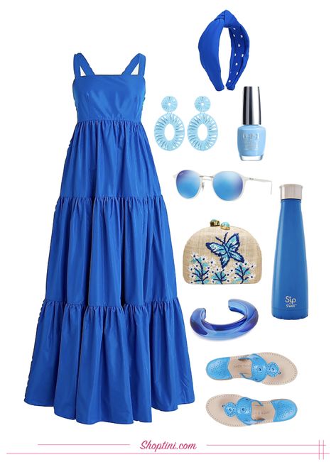 Five Maxi Dresses Styled Perfectly for Spring Blue Dresses Casual, Summer Maxi Dress Outfit, Different Style Dresses, Maxi Dress Styling, Casual Summer Outfits Dresses, Sumer Dress, Maxi Dress Outfits, Summer Outfits Dresses, Blue Dress Outfit