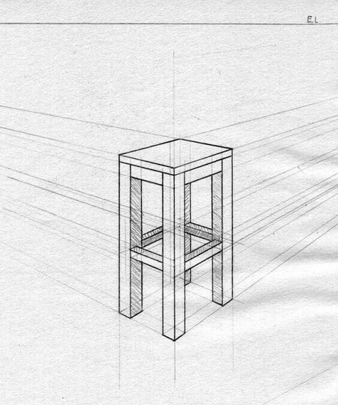 One Perspective Drawing, 2 Point Perspective Drawing, Drawing Furniture, Chair Drawing, Perspective Sketch, Architecture Drawing Sketchbooks, Perspective Drawing Architecture, Perspective Drawing Lessons, One Point Perspective