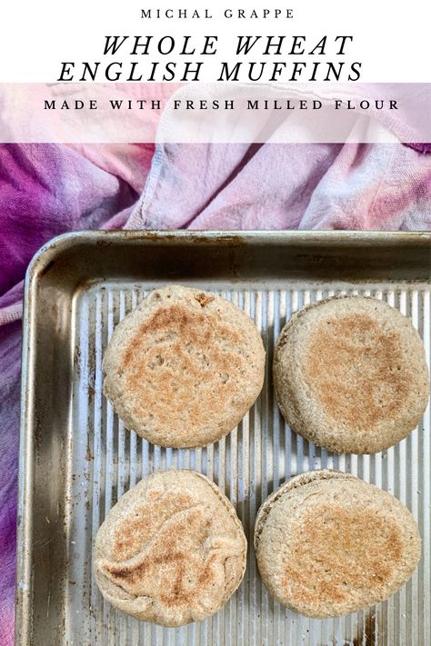 Wholemeal Flour Recipes, Groats Recipe, Whole Wheat English Muffins, Wheat Berry Recipes, Fresh Milled Flour, Wheat Flour Recipes, Pretzel Buns, Sourdough English Muffins, English Muffin Recipes