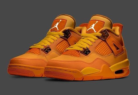 Orange Jordan 4, Orange Jordan, Woman Sneakers, Outfit Hoodie, Trendy Shoes Sneakers, Jordans Girls, Nike Shoes Girls, Jordan Shoes Girls, Pretty Shoes Sneakers