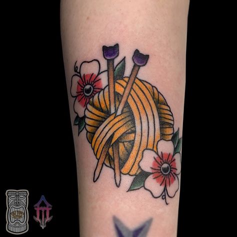 ôˈspiSHəs art kə’lektiv on Instagram: “Yarn and knitting needles 🧶, Done by Noah . . . . . . #calgarytattoo #calgarytattoos #yyctattoo #yyctattoos #tikitowntattoo…” Crochet Needle Tattoo, Crochet Inspired Tattoos, Yarn Ball Tattoo, Crocheting Tattoos, Knitting Tattoo Ideas, Knit Tattoo, Yarn Tattoo, Knitting Tattoo, Crochet Tattoo