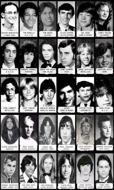 Yearbook photos of Rock Stars (:€ Tom Araya, Pictures Of Rocks, Funny School Pictures, High School Photos, Yearbook Pictures, Dimebag Darrell, Zakk Wylde, Yearbook Photos, Corey Taylor