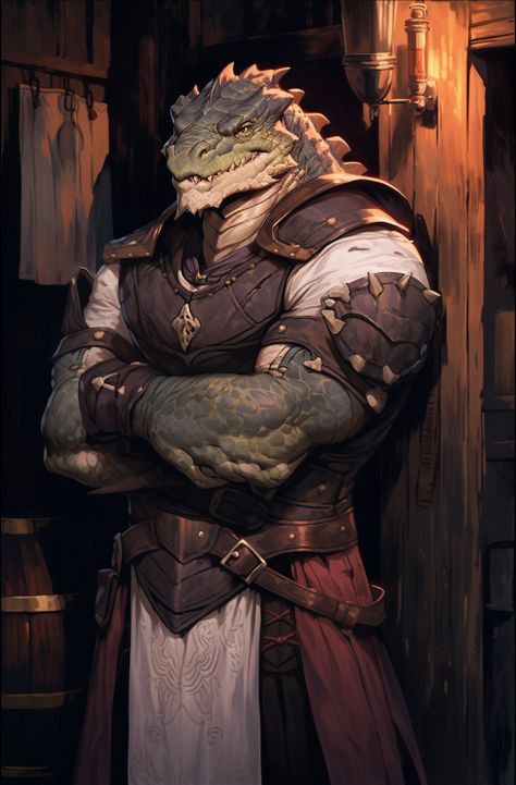 Crocodile Dnd Character, Lizard Man Character Design, Lizardfolk Character Art, Beastman Fantasy Art, Lizardfolk Monk, Lizardfolk Cleric, Lizardfolk Barbarian, Green Dragonborn, Lizardfolk Dnd