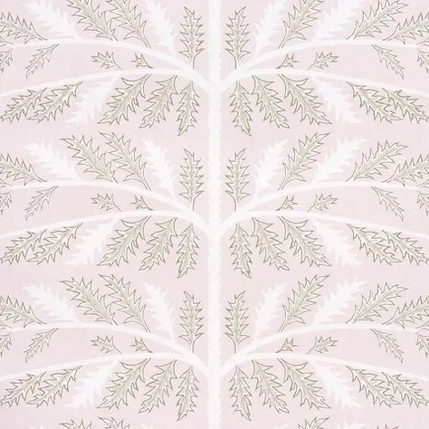 Pink - Wallpapers, Fabrics | Schumacher Thistle Wallpaper, Neisha Crosland, Entertaining Menu, Topkapi Palace, Wallpaper Pink And White, Thistle Flower, Pottery Gifts, Horizontal Lines, Mirrored Furniture