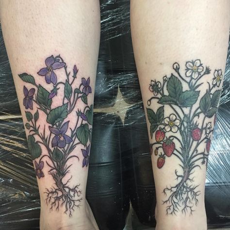 Harriet Hapgood. Botanical Tattoos. London UK on Instagram: “Finished Karinas botanical violet and strawberry calf piece today ! Healed on the right 🍓🍓🍓” Strawberry Tattoo, Botanical Tattoos, Botanical Tattoo, Nail Tattoo, London Uk, Flower Tattoo, Makeup Nails, Good Times, Violet