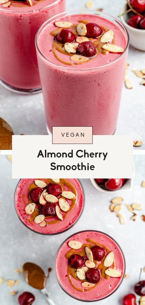 Almond Cherry Smoothie (my fav smoothie!) | Ambitious Kitchen Ambitious Kitchen Breakfast, Cherry Blueberry Smoothie, Phff Meals, Fwtfl Recipes, Cherry Smoothie Recipes, Refreshing Breakfast, Blender Smoothie, Blueberry Banana Smoothie, Cherry Pie Recipe