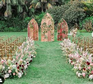 Stained Glass Wedding Altar, Unique Wedding Alter, Wedding Alters, Munaluchi Bride, Ceremony Design, Fairy Wedding, Wedding Ceremony Backdrop, Brides Magazine, Black Tie Wedding