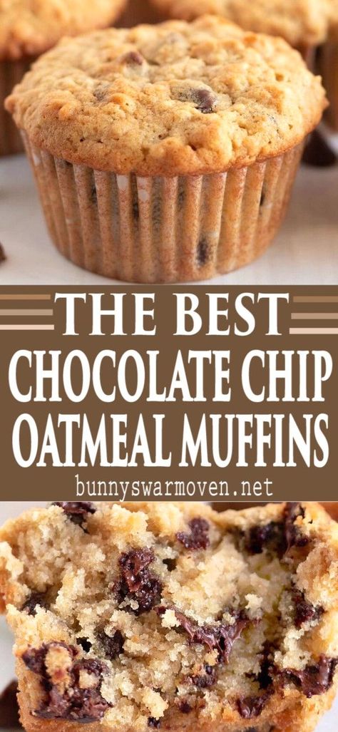 Banana Chocolate Chip Muffins Oatmeal, Oatmeal Muffin Recipes Breakfast, Quick Oats Muffin Recipes, Morning Coffee Food Ideas, Healthy Muffins Chocolate Chip, Easy Oatmeal Muffin Recipes, Healthy Muffin Recipes Oatmeal, Homemade Oatmeal Muffins, Homemade Breakfast Muffins Healthy