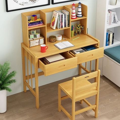 Small Study Table, Wooden Study Table, Kids Room Desk, Bookshelf Table, Study Table And Chair, Study Table Designs, Learn To Write, Desk And Chair, Furniture Design Wooden