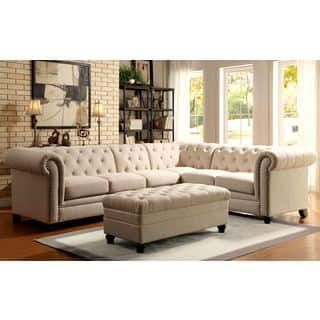 Royal Mid-Century Button Tufted Design Living Room Extended Sectional Sofa with Decorative Nailhead Trim Small Leather Sofa, Tufted Sectional Sofa, Sectional Sofas Living Room, Sectional Sofa Couch, Coaster Furniture, Living Room Sectional, A Living Room, Living Design, Living Room Sets