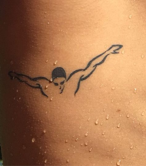 Tattoo Ideas For Swimmers, Tattoos For Swimmers, Swimming Pool Tattoo, Fitness Tattoo Ideas For Women, Swim Tattoo Ideas, Swimming Tattoo Ideas Swimmers, Swimmer Tattoo Ideas, Tattoo Swimming, Tattoos In The Workplace