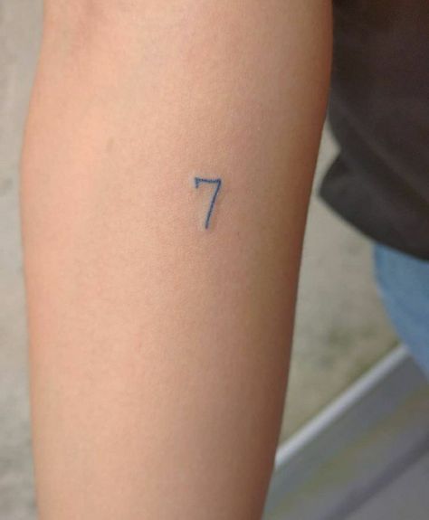 Tiny Number 7 Tattoo, Microtattoo Simple Tiny Tattoo, Seven Tattoo, Number Angel, Bts Tattoo, 7 Tattoo, Bts Tattoos, Little Tattoos, Black And White Aesthetic