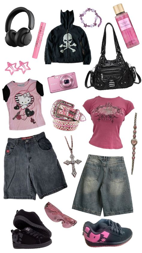 y2k emo summer outfits Shuffles Outfits Y2k, Alternative Y2k Outfits, Actual Y2k Outfits, Summer Scene Outfits, Scene Y2k Outfits, Scene Summer Outfits, Y2k Punk Outfits, 2000s Fashion Emo, Femcel Outfits