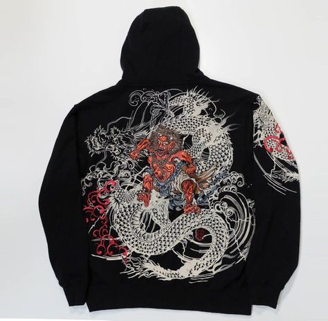 Ogre Tattoo, Japanese Yakuza, Dragon Inspiration, Japanese Tattoo Women, Tattoo Art Design, God Buddha, Dragon Tattoo Back Piece, Thunder God, Sukajan Jacket