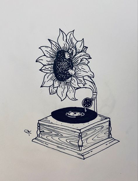 Sunflower Tattoo Aesthetic, Aesthetic Sunflower Tattoo, Creative Sunflower Tattoo, Cool Sunflower Tattoos, Sunflower Aesthetic Tattoo, Sunflower Vase Tattoo, Sunflower Drawing Aesthetic, Aesthetic Sunflower Drawing, Minimal Sunflower Tattoo