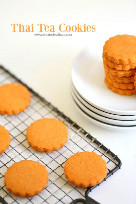 tastes just like thai tea boba drinks that are easy to make with instant thai tea mix Asian Inspired Cookies, Thai Tea Cookies, Thai Crepe, Thai Tea Boba, Brick Toast, Sweet Toast, Thai Snacks, Thai Milk Tea, Baking Inspiration