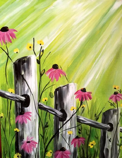 Spring Time Painting Ideas, Popular Paintings 2023, Spring Themed Paintings, Easy Spring Acrylic Paintings, Easy Spring Acrylic Painting Ideas, May Painting Ideas, Summer Paint Night Ideas, Spring Paintings Easy, Spring Acrylic Paintings Easy