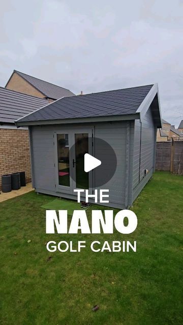 Golf Simulator Backyard, Detached Garage Golf Simulator, Golf Den Ideas, Golf Shed Simulator, Diy Indoor Golf Simulator, Garage With Golf Simulator, Outdoor Golf Simulator Room, Golf Simulator Garden Room, At Home Golf Simulator