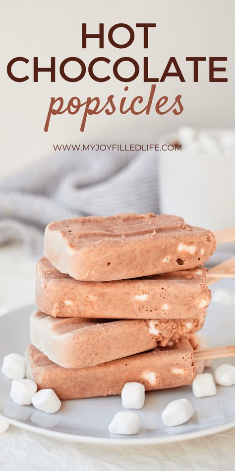 Hot Chocolate Popsicles, Hot Cocoa Popsicles, Christmas Popsicles, Easy Homemade Hot Chocolate, Chocolate Popsicle, Frozen Yogurt Popsicles, Chocolate Popsicles, Fudge Pops, Healthy Popsicles