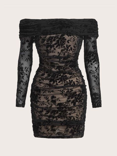 Goth Bodycon Dress, Gothic Dresses, Grunge Dress, Aesthetic Grunge Outfit, Elegant Outfits, Mesh Bodycon Dress, Floral Bodycon, Punk Grunge, Body Con Dress