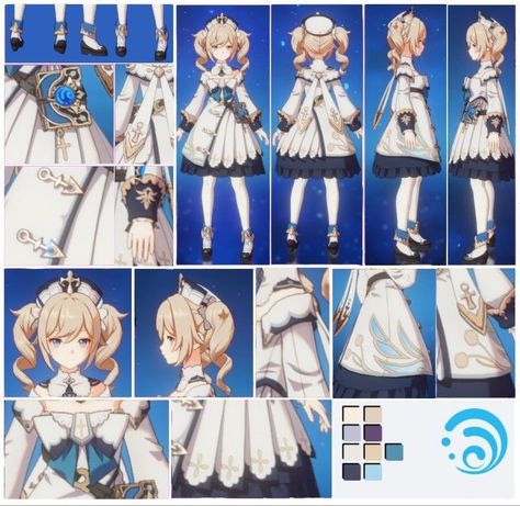 Barbara Summer Outfit Genshin, Genshin Impact Pose Reference, Genshin Impact Character Design Sheet, Venti Reference Sheet, Genshin Impact Character Reference, Genshin Impact Model Sheet, Kokomi Reference Sheet, Genshin Impact Character Sheet, Genshin Impact Reference Sheet