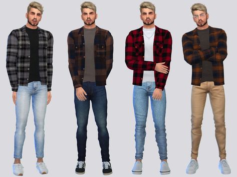 McLayneSims' Rustique Flannel Shirts Sims 4 Male Clothes, Sims Clothes, Boys Flannel, Casual Suit Jacket, Male Clothing, Black Jeans Men, Sims 4 Toddler, Flannel Shirts, Mens Flannel Shirt