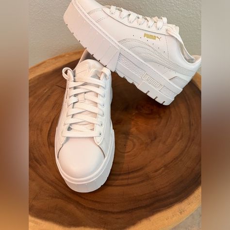 Puma white platform sneakers size 8.5 White Platform Sneakers, Puma White, White Platform, Puma Shoes, Platform Sneakers, Sneakers, Jewelry Watches, Plus Fashion, Outfit Inspo