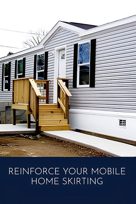 Reinforce Mobile Home Vinyl Skirting Skirting Mobile Home, Metal Mobile Home Skirting, Wood Mobile Home Skirting, Mobile Home Skirting Access Door, Mobile Home Curb Appeal, Stone Mobile Home Skirting, Mobile Home Remodel Exterior, Diy Mobile Home Skirting, Mobile Home Skirting Ideas