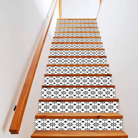 PRICES MAY VARY. ①.Material:High-quality ceramic tile stickers with environmentally friendly PVC, durable, waterproof, easy to remove and clean. ②.Suitable for stairs, kitchen rear baffle, floor, bathroom and anywhere you want to renovate. ③.Suitable for any smooth and flat surface such as window, wall and ceramic, dust-free stairs etc. This is DIY product, you will receive 14 pcs stickers and need put them together by yourself. ④.Size: 39.37x7.09inch/100x18cm, total 14 strips ⑤.The stair riser Staircase Mural, Staircase Wallpaper, Stairway Decor, Vinyl Stair Risers, Staircase Decoration, Self Adhesive Backsplash, Vinyl Stairs, Stair Decals, Stairway Decorating