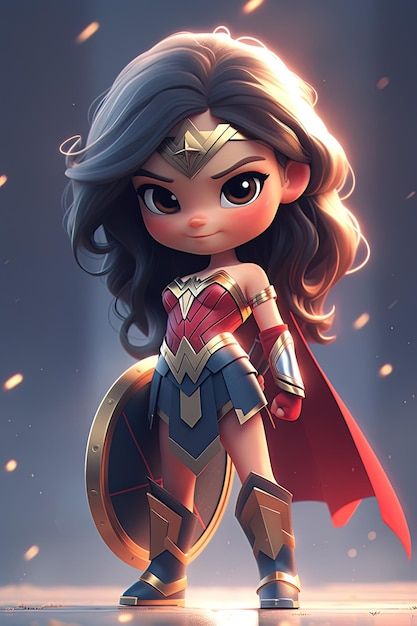 Cavaleiro bonito dos desenhos animados c... | Premium Photo #Freepik #photo #noite #vermelho #laranja #preto Cartoon Wonder Woman, Super Hero Poses Reference Drawings, Super Girl Art, Wonder Woman Chibi, Wonder Woman Diy, Wonder Woman Cartoon, Women Superhero, Woman Superhero, Superhero Women