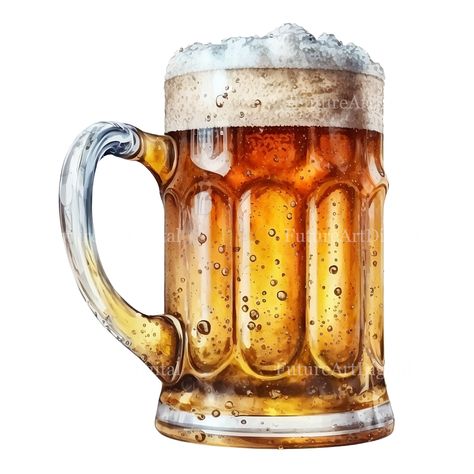 Beer Mug Painting, Beer Mug Drawing, Beer Illustration Art, Beer Watercolor, Beer Artwork, Beer Drawing, Beer Clipart, Beer Painting, Beer Illustration