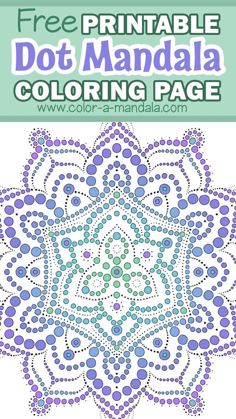 Mandala coloring pages are a great way to take a break from a stressful day. To color this dot mandala, fill in each of the circles with color. This free printable pdf coloring sheet is perfect for adults and older teens. Mandala coloring pages are soothing and relaxing. Explore your creativity while creating an amazing work of art. Dot Paint Coloring Pages, Free Mandala Dot Patterns, Dot Mandala Practice Sheets, Dot Art Painting Patterns Printable Free, Dot Art Free Printable, Dot Mandala Patterns Printable, Mandala Coloring Pages For Adults, Mandalas Coloring Pages, Diwali Crafts