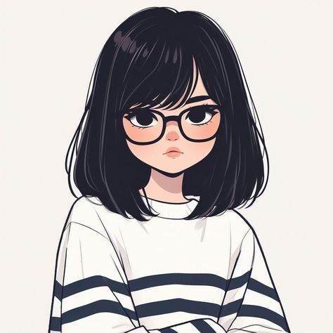 Drawing Profile Pics, Anime Dp For Instagram, Cartoon Profile Pics Icons, Girls Cartoon Dp, Girl With Glasses Drawing, Girl Cartoon Dp, Cartoon With Glasses, Cartoon Dp, Cartoons Dp