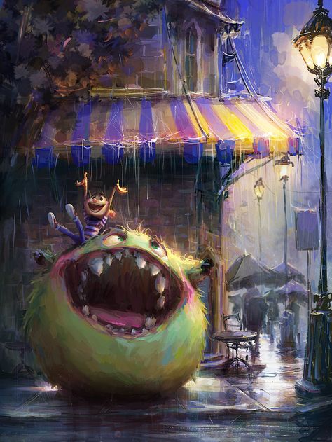 Another Rainy Day, Marco Bucci on ArtStation at… Marco Bucci, Alexander Jansson, Monster Illustration, Lucky Draw, Cute Monsters, Monster Art, Henri Matisse, Whimsical Art, Toulouse