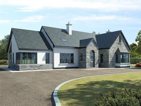 Open Plan House, Irish House Plans, House Plans Ireland, Dormer House, House Designs Ireland, Modern Bungalow Exterior, Irish Houses, Yard Area, Garage Laundry