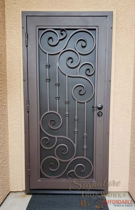 Tucson Security Doors & Security Screen Doors - Affordable Fence and Gates Front Iron Door Design, Steel Security Doors Metal Gates, Metal Security Door Design, Steel Doors Design, Steel Security Doors Design, Security Door Design Front Entry, Metal Door Design Outdoor, Door Design Steel, Metal Gate Door