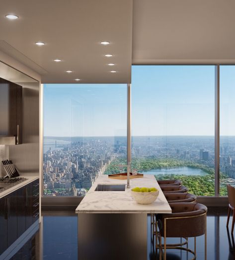 These are the highest penthouses in the world | Gentleman's Journal Apartamento New York, Central Park Tower, Appartement New York, Nyc Penthouse, New York Penthouse, Apartment View, Apartment Luxury, Private Dining Room, New York Apartment