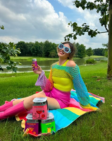 When you take “live in color” a little too seriously…😳😅🌈✨ You end up with a camera roll that looks like a bag of skittles! 😏 1. @crayola inspired outfit 💚💛❤️🧡 2. The sunnies 🕶️ and colorful pants have been organized finally!! 3. Nails 💅 that remind me of rainbow candies 🥰 4. Taking my new colorful bolero out on the town 😏 5. I CANT SAY MUCH BUT OMG JUST YOU WAIT UNTIL YOU SEE WHAT THIS IS FOR!! 😱😱😱😱 6. New Houston mural find!! 7. Colorful outfits with colorful people 🥰❤️ 8. plz someone bring... Polly Pocket Inspired Outfits, Polly Pocket Outfits, Polly Pocket Clothes Aesthetic, Rainbow Color Skirt, Colorful House Decor, Retro Multicolor Mini Skirt, Houston Murals, Rainbow House, Colorful Drinks