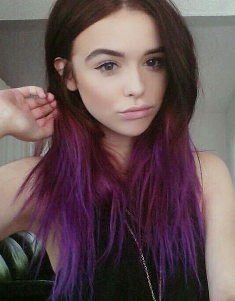 Acacia Brinley Straight Medium Brown Choppy Layers, Dip Dyed Hairstyle | Steal Her Style Dip Dye Hair Brown, Dip Dye Hair, Colored Hair Tips, Steal Her Style, Hair Color Pastel, Hair Color Purple, Dip Dyed, Trendy Hair Color, Hair Color Highlights