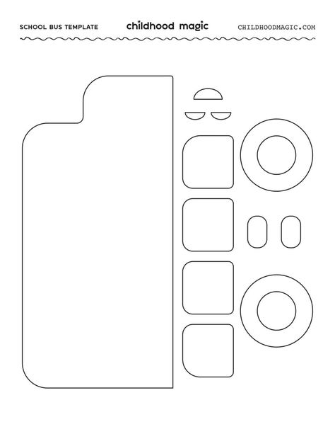 School Bus Template - Free Printable and a Bus Craft - Bus Printable Template, School Bus Kindergarten Activity, Shape School Bus Craft, Preschool Bus Activity, Bus Art And Craft For Preschool, Printable School Bus Template, School Bus Coloring Page Free Printable, Bus Art And Craft, Bus Template Free Printable