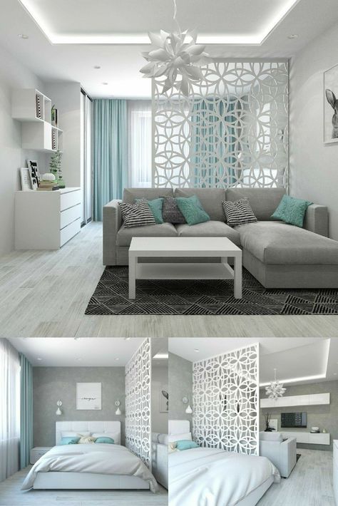 Studio Apartment Living, Studio Apartment Design, Deco Studio, Small Apartment Design, Studio Apartment Ideas, Living Room Partition Design, Apartment Layout, Small Apartment Decorating, Homescreen Ideas