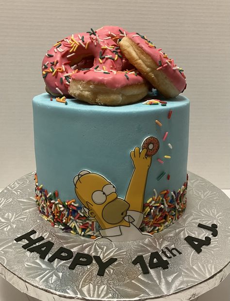 Homer Simpson cake Homer Cake, Homer Simpson Cake, Simpsons Cake, The Simpsons Movie, Movie Cakes, Homer Simpson, Cake Donuts, Foodie Food, The Simpsons