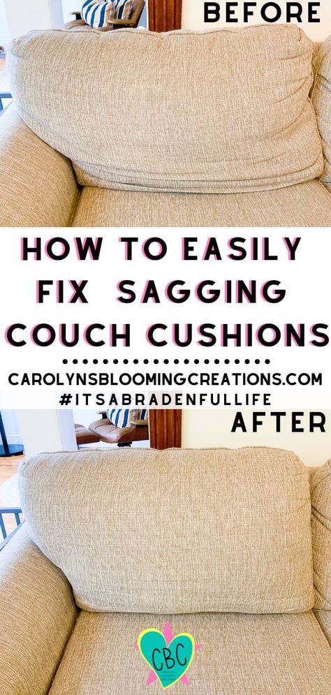 Couch Upcycle, Fix Sagging Couch Cushions, Sagging Couch Cushions, Reupholster Couch Diy, Diy Couch Cushions, Fix Sagging Couch, Reupholster Couch, Couch Repair, Couch Makeover