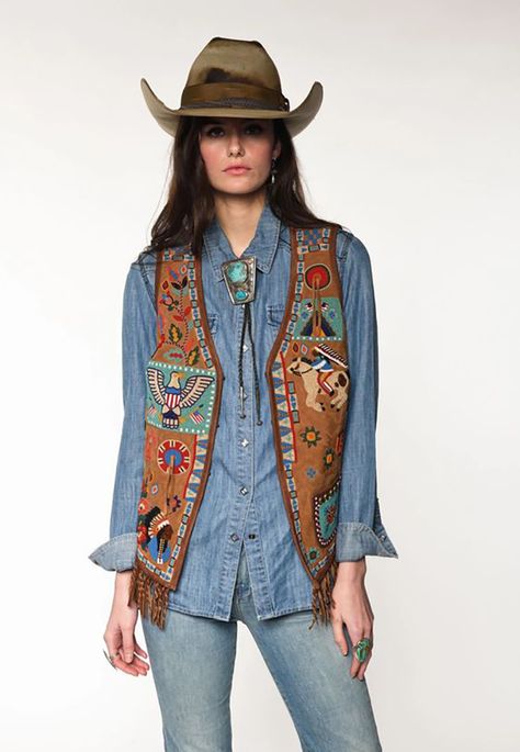 Southwestern Clothing, Cowgirl Clothes, Western Trend, Modern Western, Suede Vest, Cashmere Accessories, Blue Vests, Leopard Print Dress, Sleeveless Vest